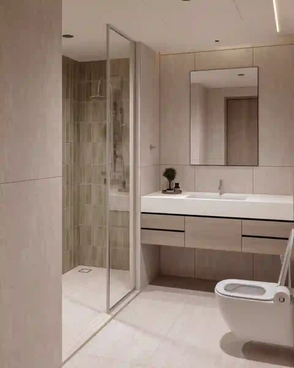 Shower room with a glass enclosure in a 3-bedroom townhouse