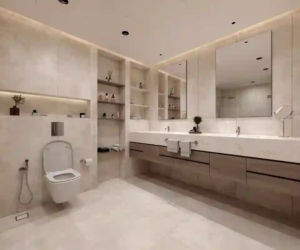 Bathroom with a double vanity in a 4-bedroom townhouse