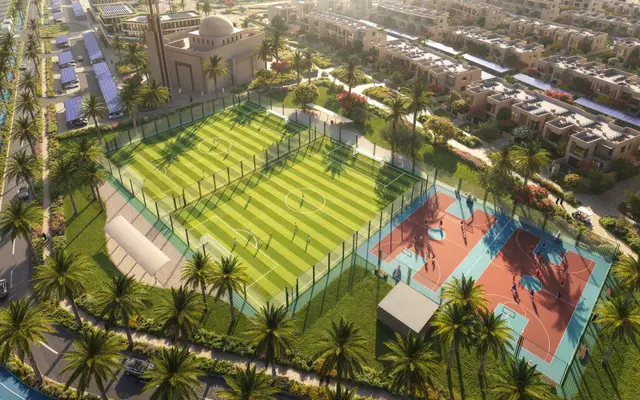 Football pitch and basketball courts
